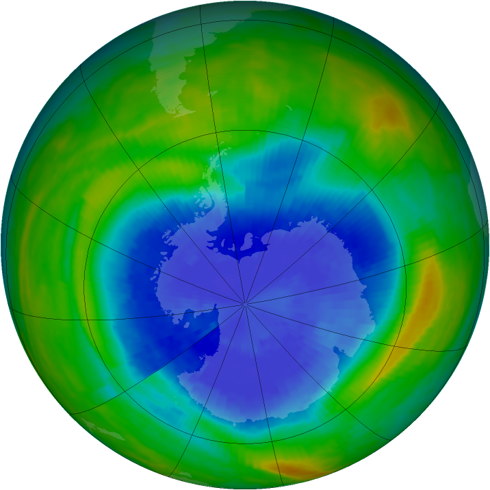Antarctic ozone map for 21 September 1985